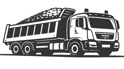 Schüttgut Transporte und Baustofftransport Icon LKW für Schüttgut Transporte und Baustofflieferung